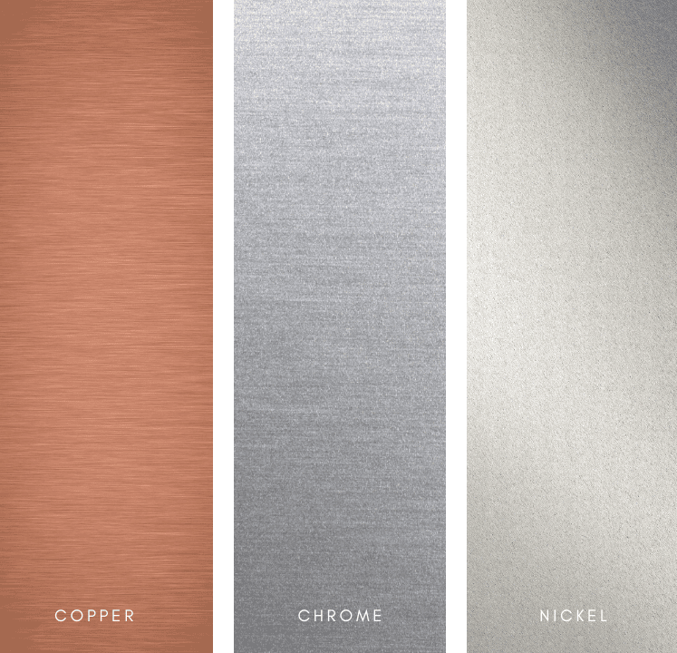 Different metals - Copper, Chrome, Nickel