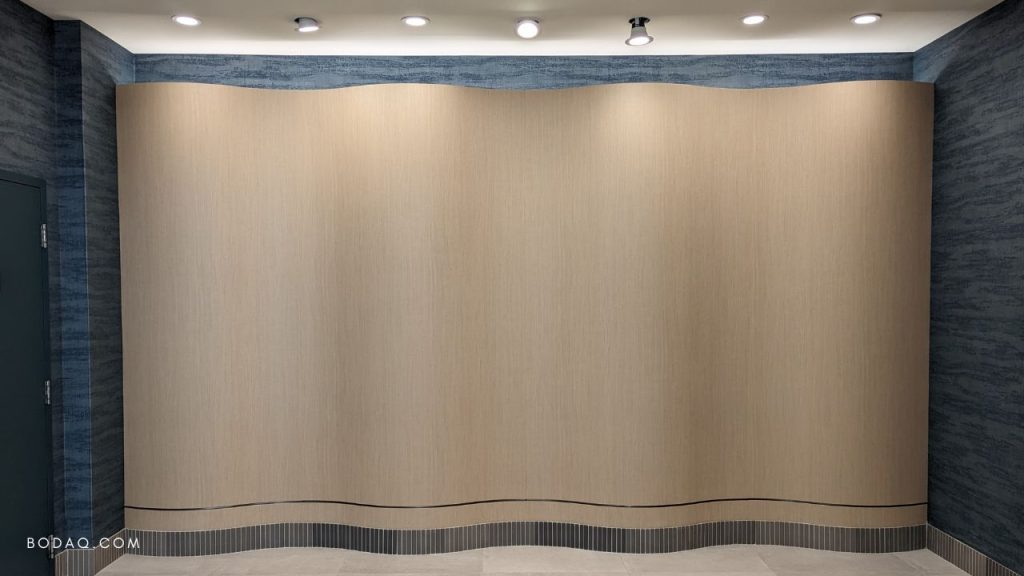 Lobby Refinishing Project Game-Changer - Bodaq Interior Film 5 Wavy wall after refinishing with Bodaq Interior Film