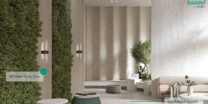 Hotel Lobby Walls Refinished with SPW44 Gray Oak interior film
